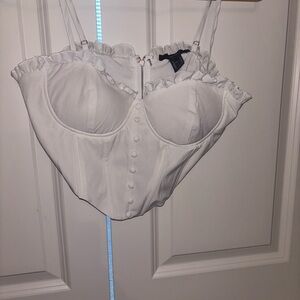 Forever 21 White Ruffled Bustier
